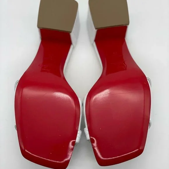 Christian Louboutin LOCK ART 55 Croc Leather Mule Sandals Block Heel Shoes - Picture 11 of 12